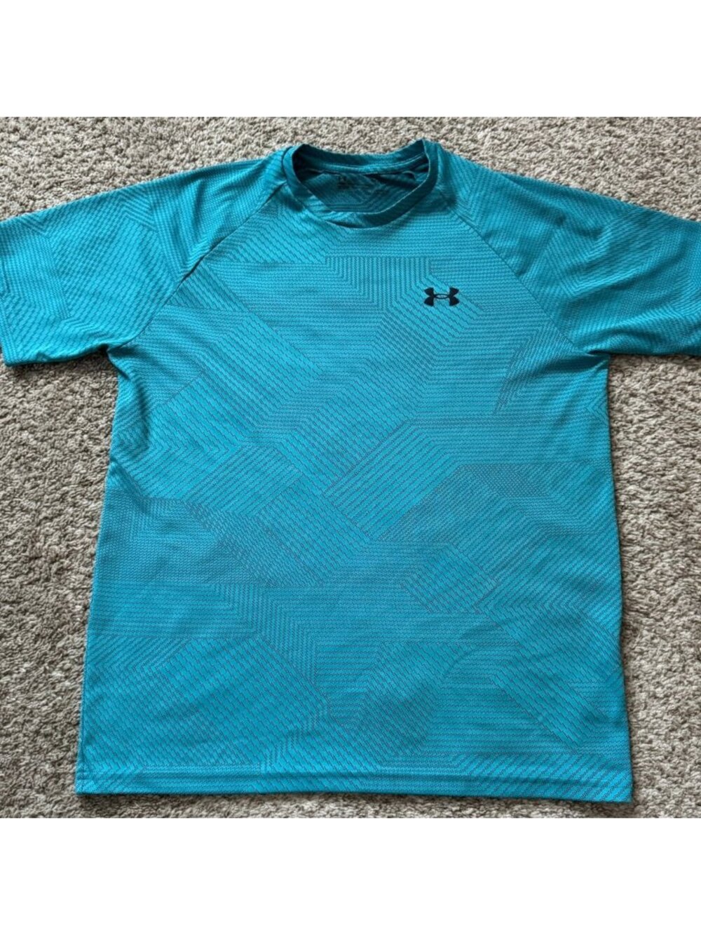 Under Armour Performance T-Shirt Raglan Men's MD Teal HeatGear Loose Fit Poly